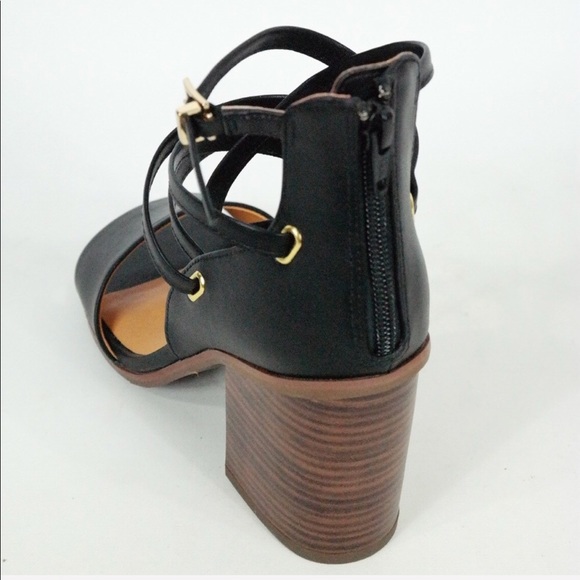 NIB Black Strappy Block Heel Peep Toe Sandals - Picture 5 of 5